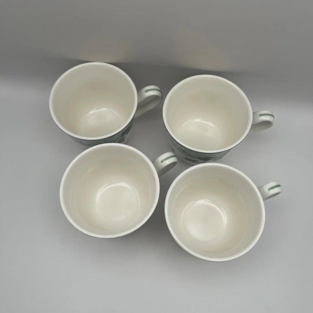 VTG Noritake Homecraft Ivy Grove Cups Set of 4 Green‎ Leaf Vine Porcelain Mugs